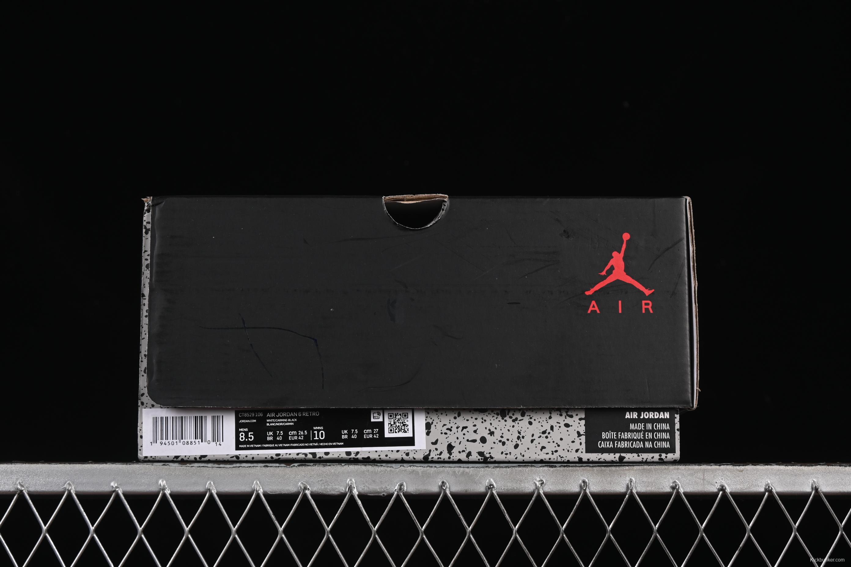 Nike Air Jordan 6 Retro High Basketball Shoes in Carmine White Red - CT8529-106