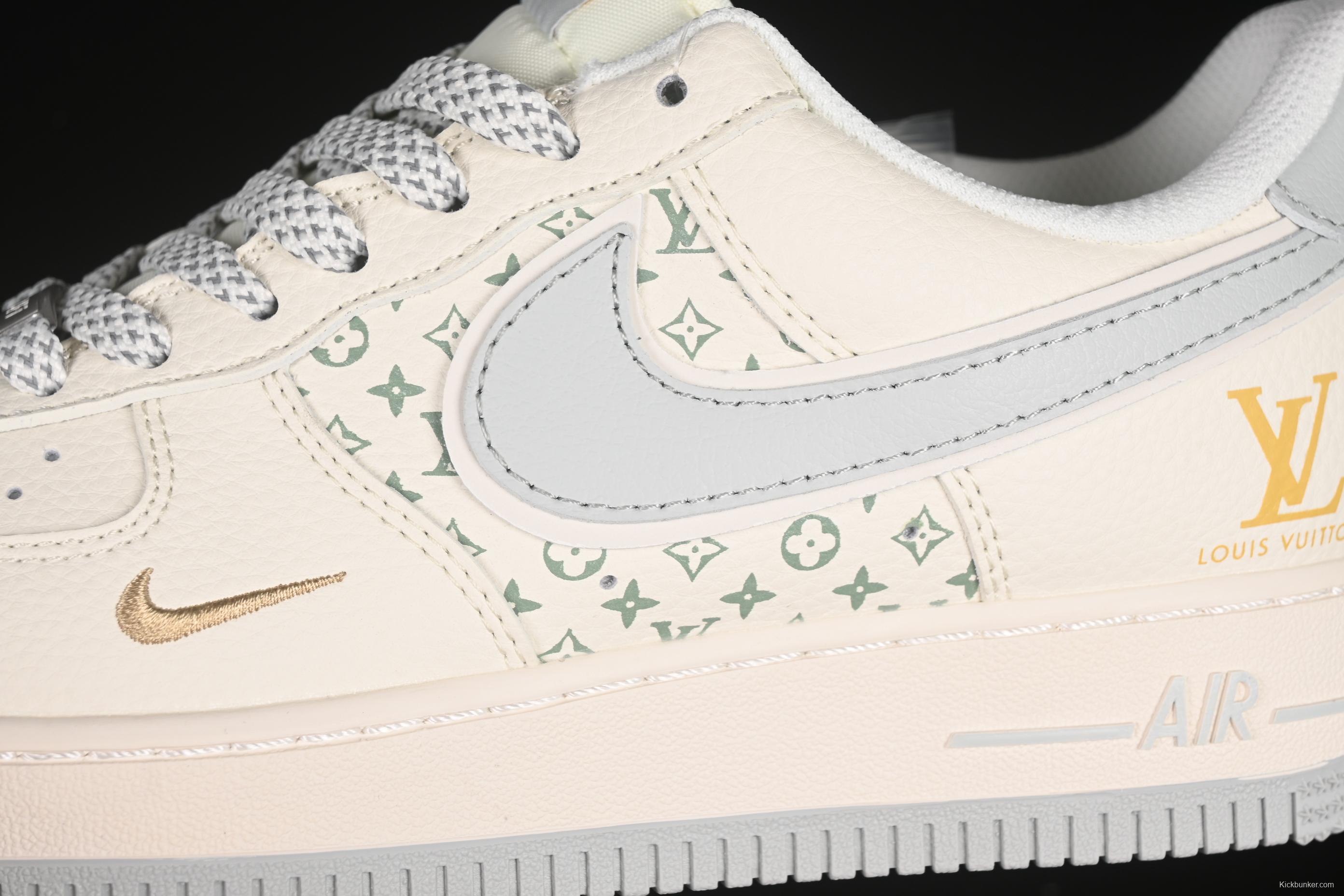 Nike Air Force 1'07 Low LV Collaboration Print Small Gold Swoosh Casual Sneakers - XX3168-159