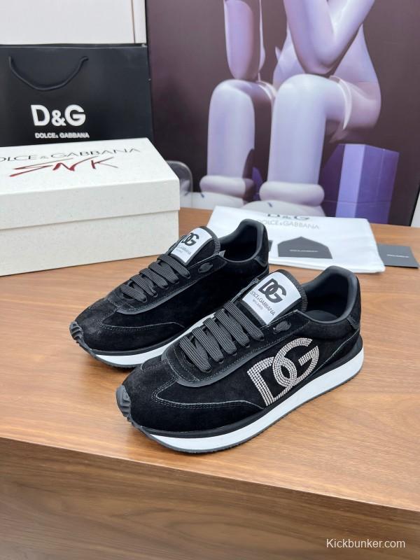 2025 Men Dolce & Gabbana Black Suede Sneakers LY00300