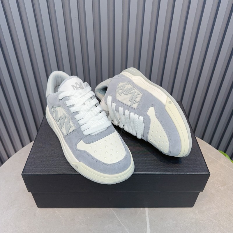 2025 Unisex Amiri White Grey Leather Suede Sneakers MJ00360