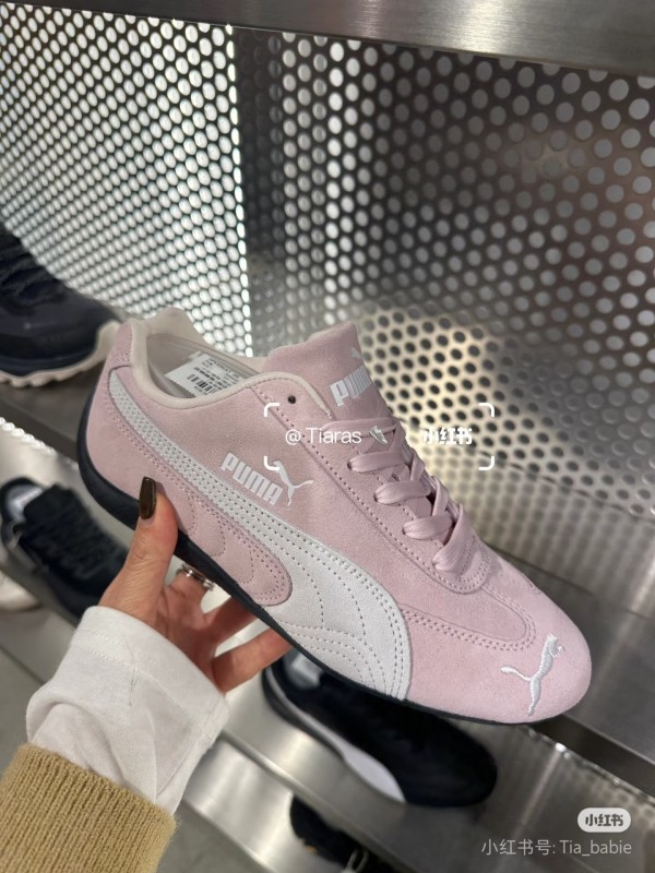 2025 Women Puma Pink White Suede Sneakers