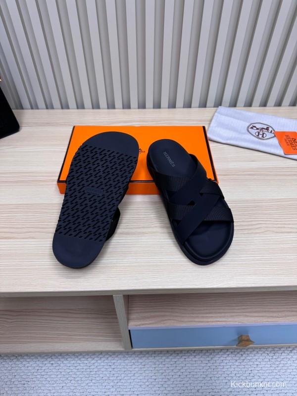 2025 Men HERMÈS Brown Leather Sandals