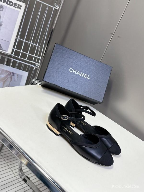 2025 Women Chanel Black Lambskin Sandals KFY00270