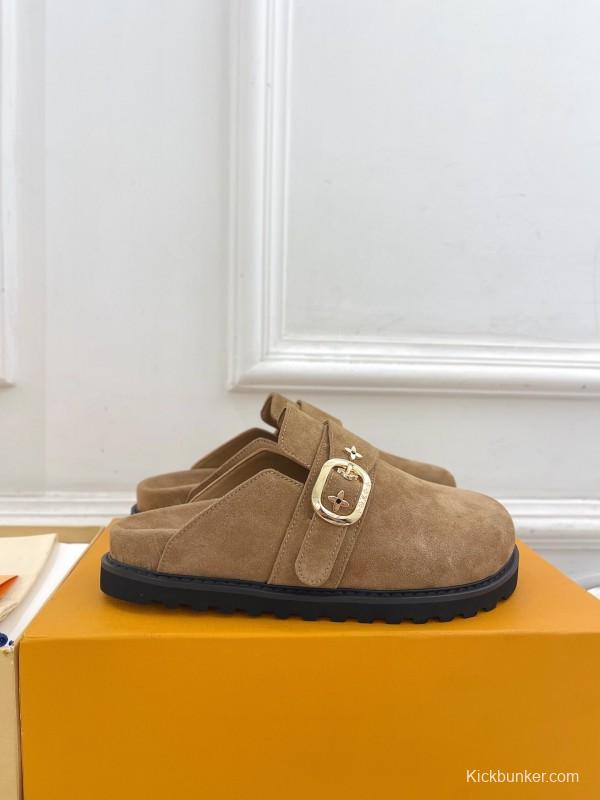 2025 Slippers LV Brown Suede Slippers