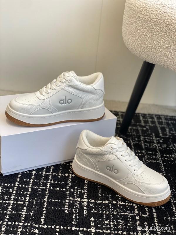2025 Women Alo White Leather Casual Sneakers KFY00280