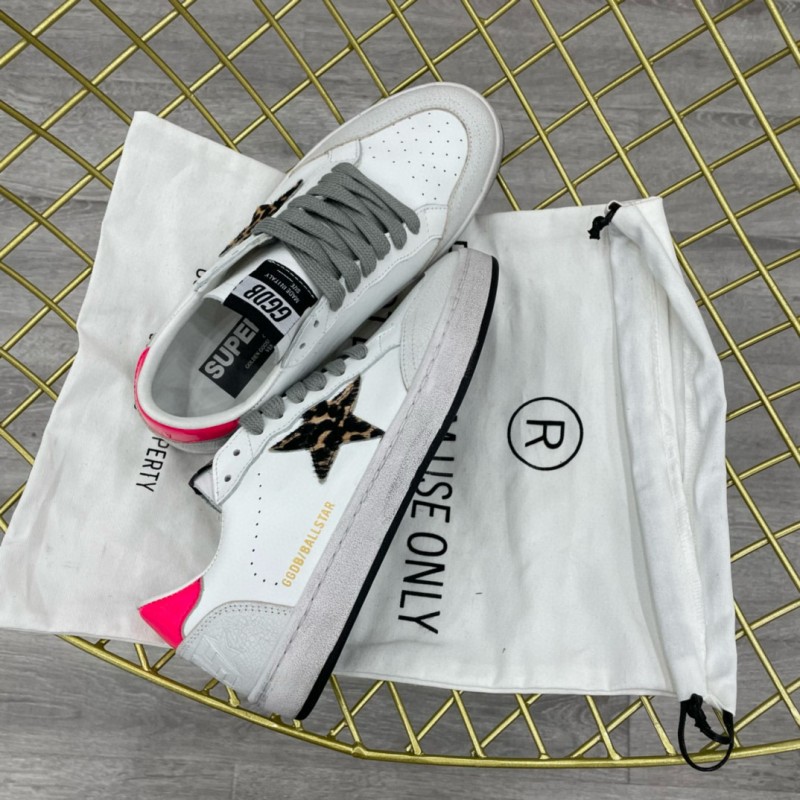 2024 Unisex GGDB White Pink Leopard Print Leather Suede Low Top Sneakers MJ00260
