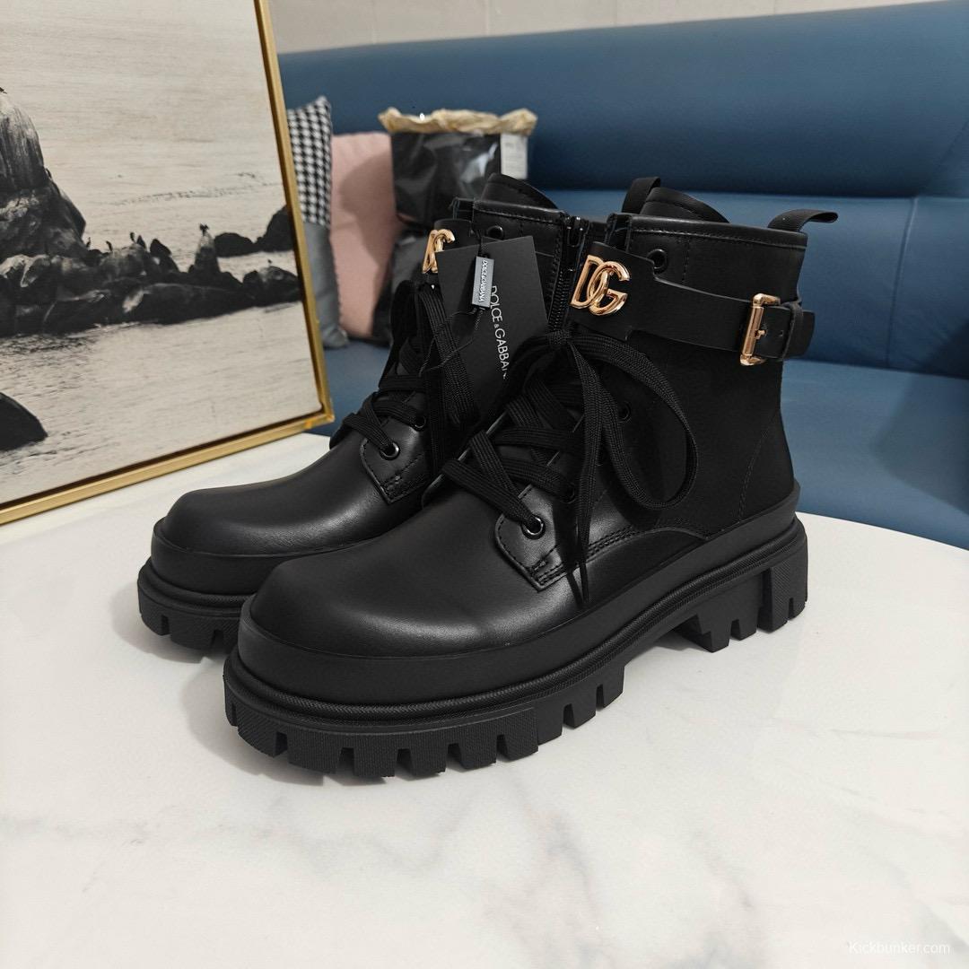 2024 Women Dolce & Gabbana Black Leather Ankle Boots DG00678