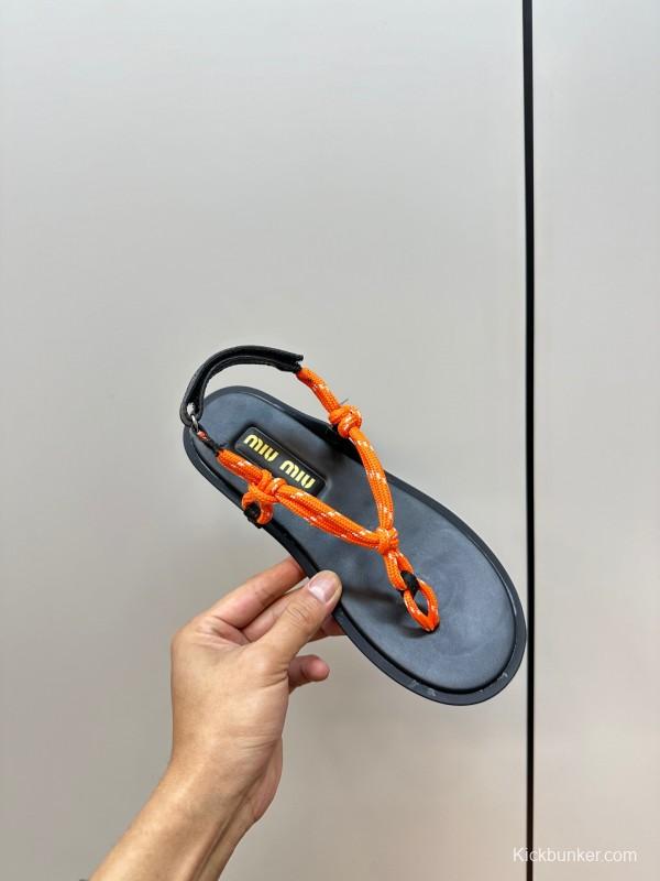 2025 Women Miu Miu Brown Leather Sandals