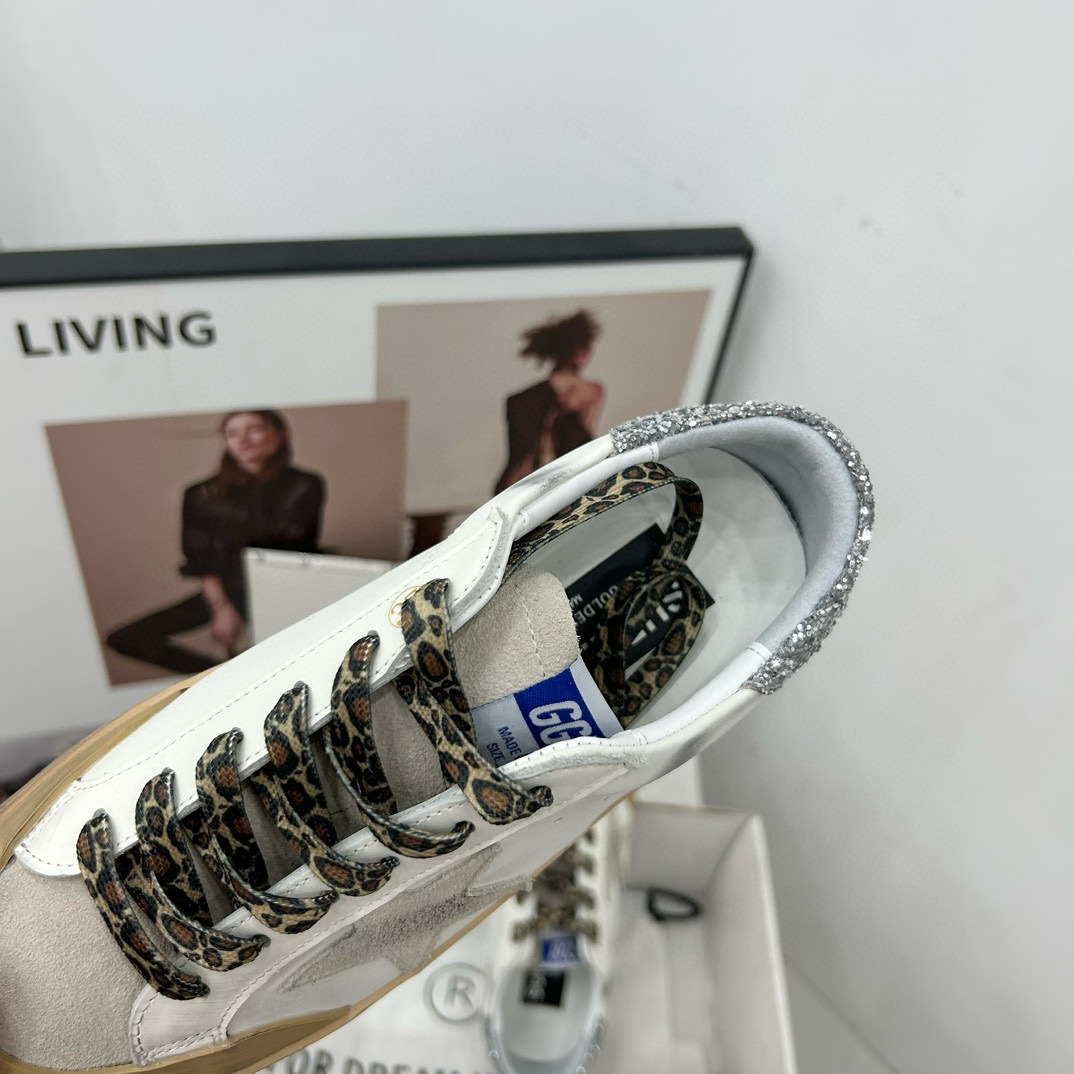 2025 Women GGDB White Grey Leather Sneakers