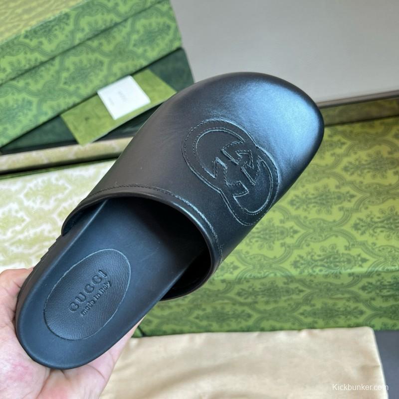 2024 Slippers Gucci Black Leather Slippers