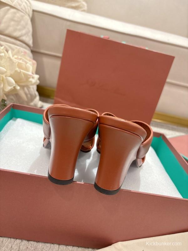 2025 Women Le Parmentier Brown Leather Sandals LY00300