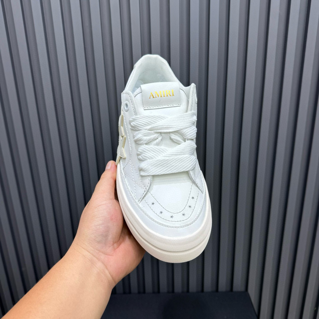 2024 Unisex Amiri White Leather Sneakers MJ00300