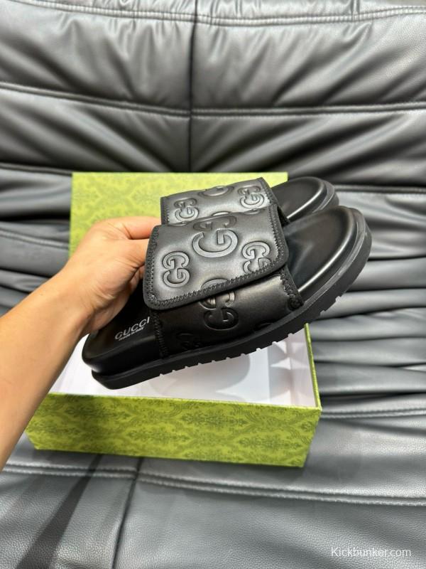 2024 GUCCI Black Leather Slippers MJ00200