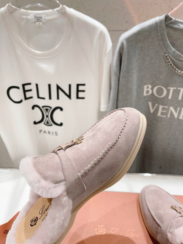 2024 Slippers LP light pink suede shearling slippers MJ00300