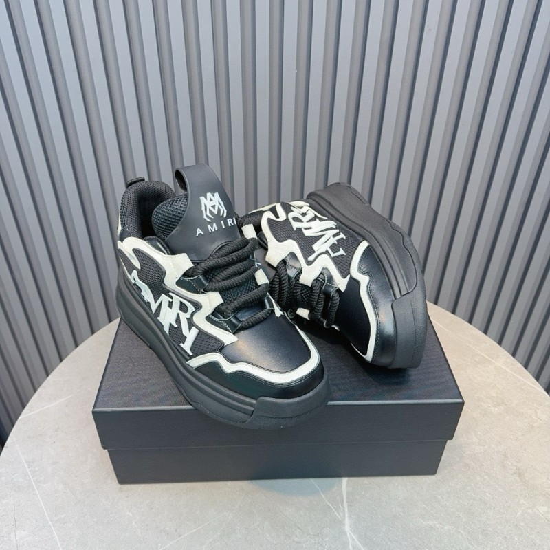 2024 Unisex Amiri Black White Mesh Leather Sneakers MJ00410