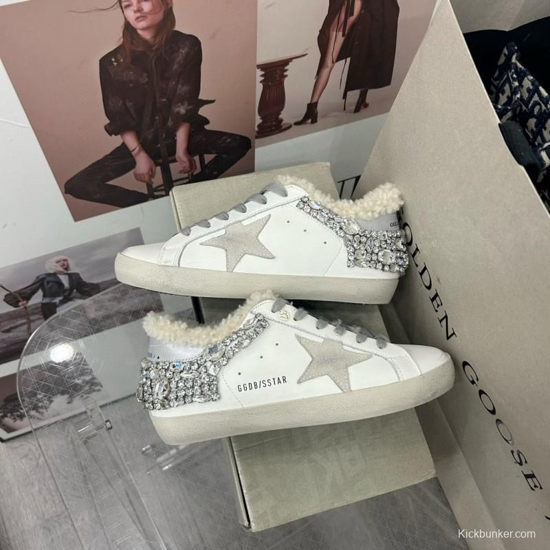 2025 Women GGDB White Grey Leather Shearling Sneakers MJ00260