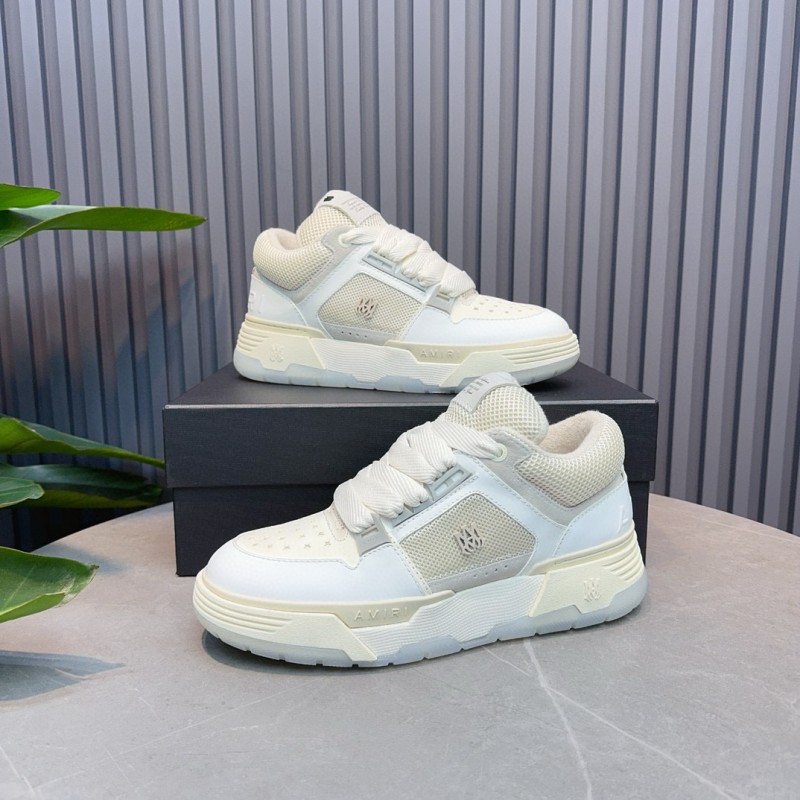 2024 Unisex Amiri White Mesh Leather Sneakers MJ00360