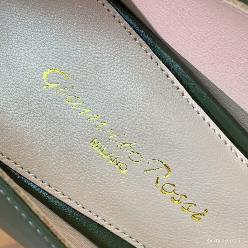 2025 Women Gianvito Rossi Green Patent Leather Pumps KFY00300