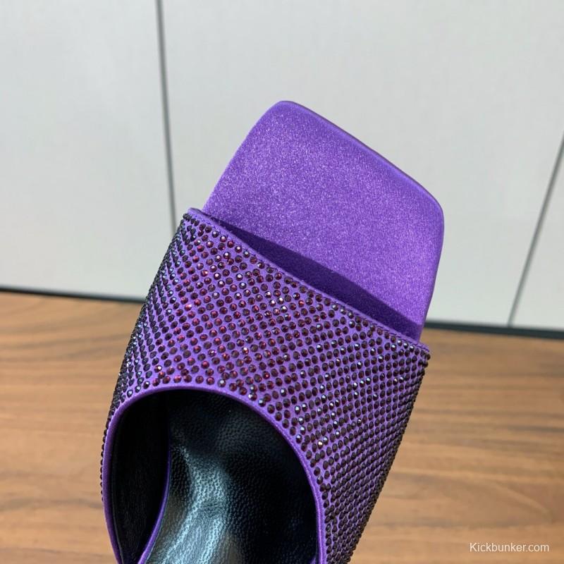 2025 Slippers VERSACE Purple Silk Rhinestone