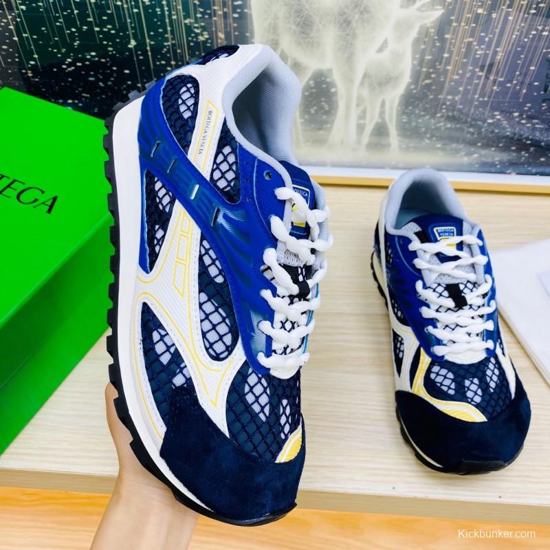 2025 Unisex Bottega Veneta Blue Yellow Black Mesh Sneakers LY00310