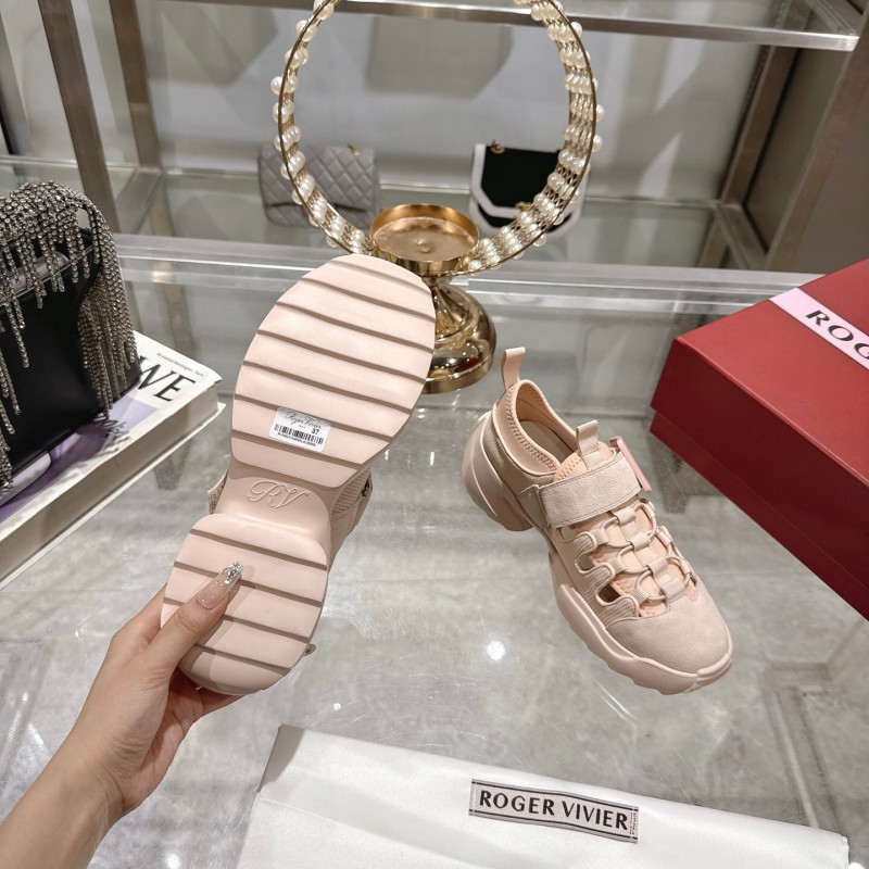 2025 Women RV Pink Knit Suede Sneakers LY00400
