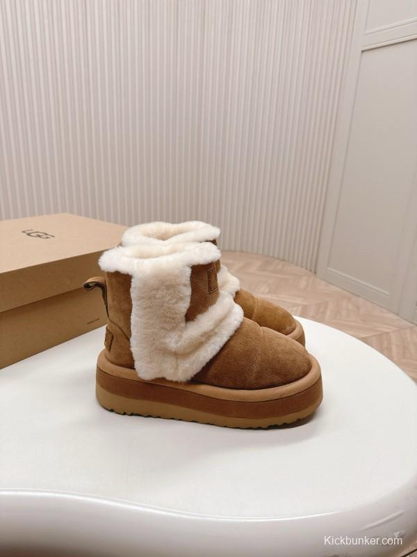 2024 Women UGG Chestnut Suede Sheepskin Snow Boots MJ00320