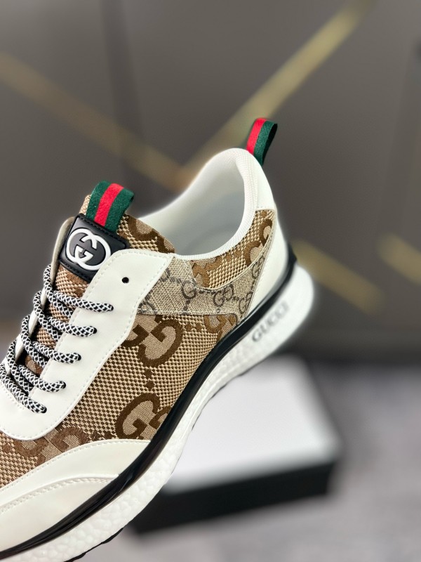 2024 Men Gucci Beige White Canvas Leather Casual Shoes MJ00260