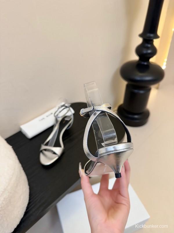 2025 Women The Row Silver Leather Sandals