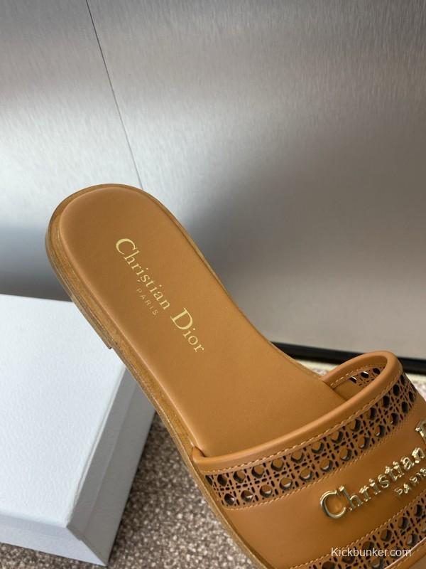 2025 Slippers Dior Brown Leather Casual KFY00300