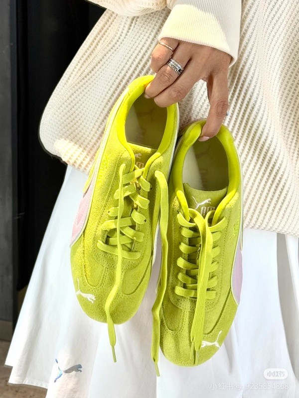 2025 Women Puma Yellow Pink Suede Sneakers KFY00260