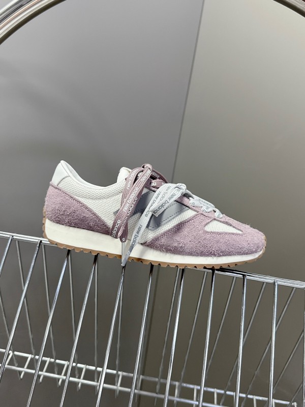 2025 Women New Balance White Purple Suede Mesh Running Shoes KFY00270