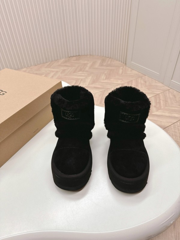 2024 Women UGG Black Suede Sheepskin Snow Boots MJ00320