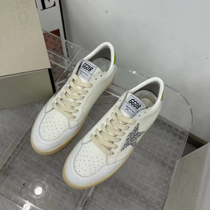 2024 Unisex GGDB White Silver Glitter Leather Sneakers MJ00260