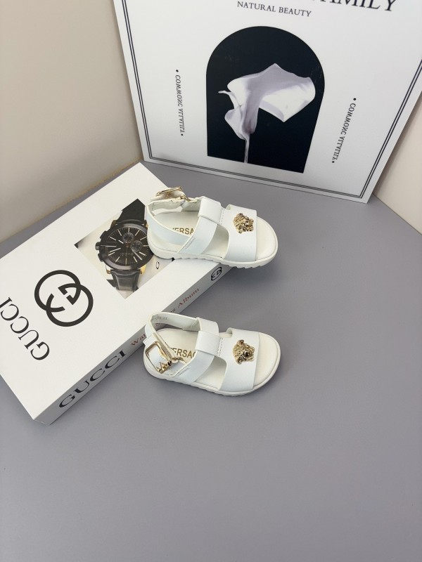 2025 Kids Versace Black White Leather Sandals