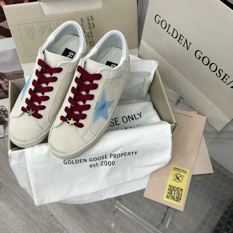 2025 Women GGDB Blue White Leather Sneakers MJ00260