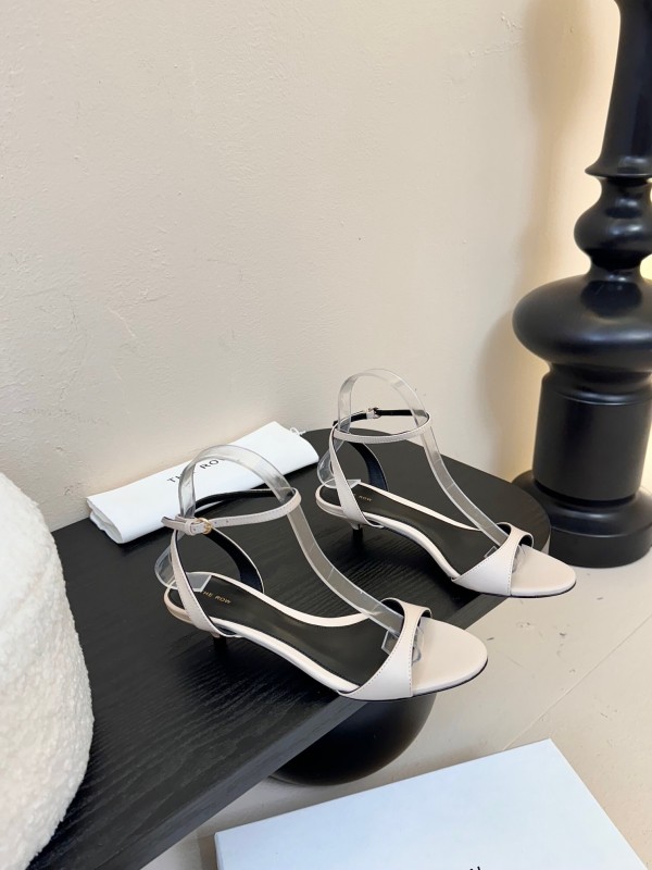 2025 Women The Row Beige Leather Flat Sandals