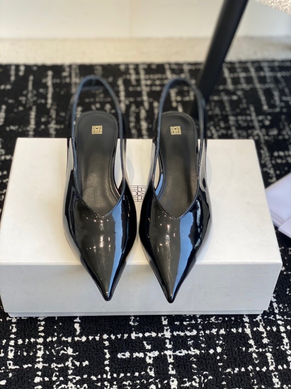 2025 Women Toteme Black Patent Leather Slingback Pumps
