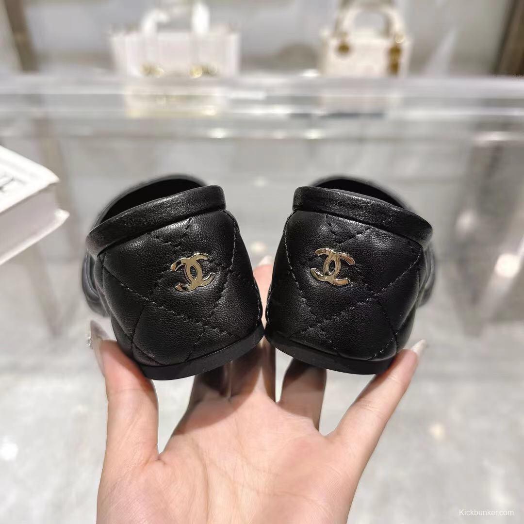 2025 Women Chanel Black Lambskin Sandals