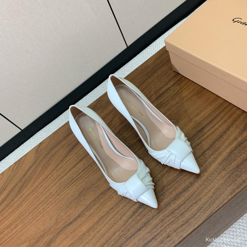 2025 Women Gianvito Rossi White Leather Pumps KFY00300