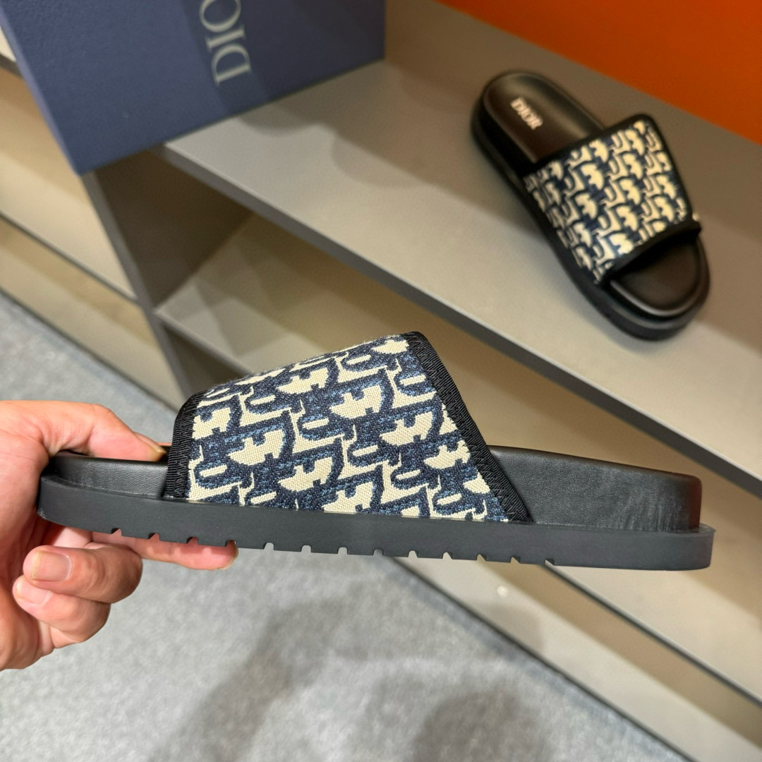 2024 Dior Black Canvas Slippers MJ00180