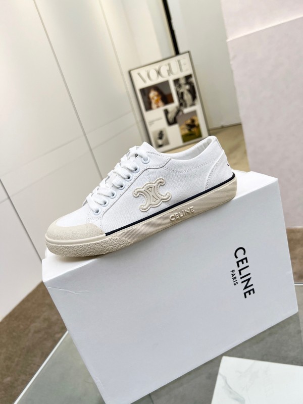 2025 Women Celine White Canvas Sneakers LY00210