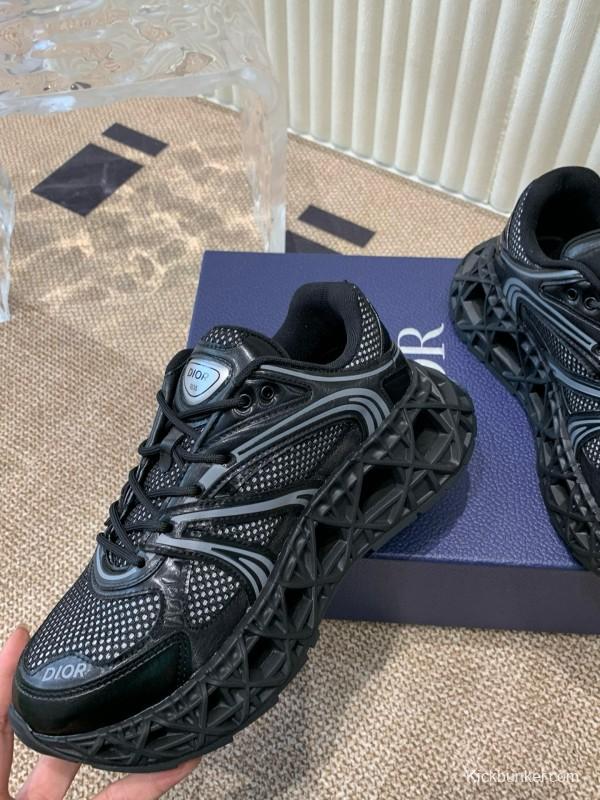 2024 Unisex Dior Black Mesh Leather Sneakers MJ00400