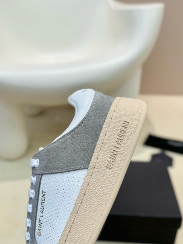 2024 Unisex Yves Saint Laurent White Grey Suede Leather Mesh Sneaker MJ00350