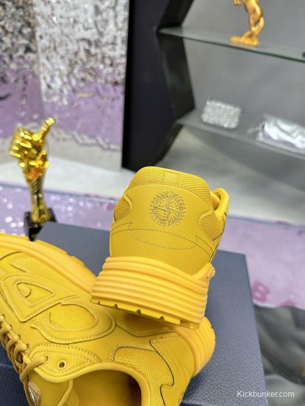 2024 Unisex Dior Yellow Mesh Leather Sneakers