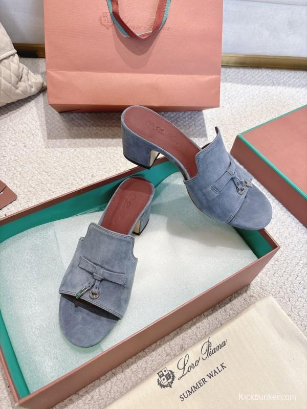 2025 Women LP Blue Suede Sandals
