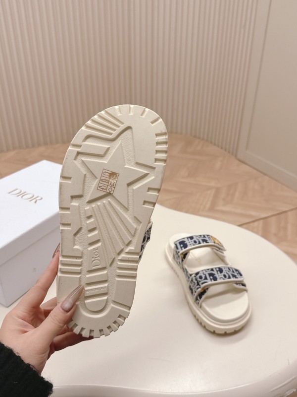 2025 Slippers Dior Blue White Canvas Slippers