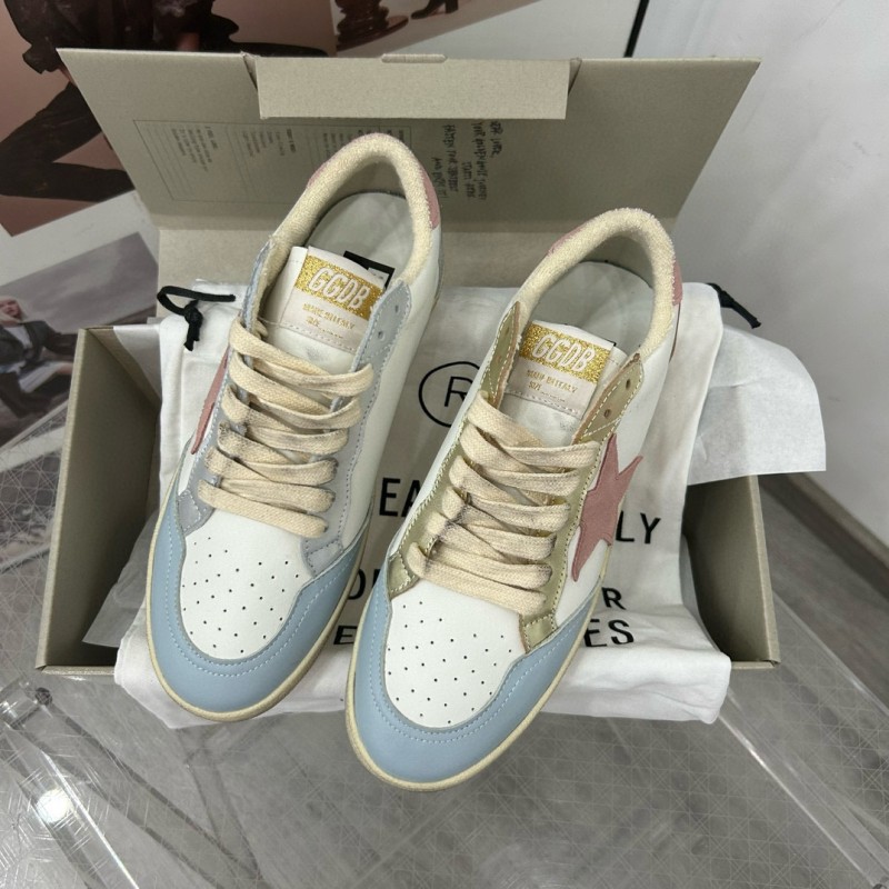 2024 Unisex GGDB White Light Blue Pink Leather Low Top Sneakers MJ00260