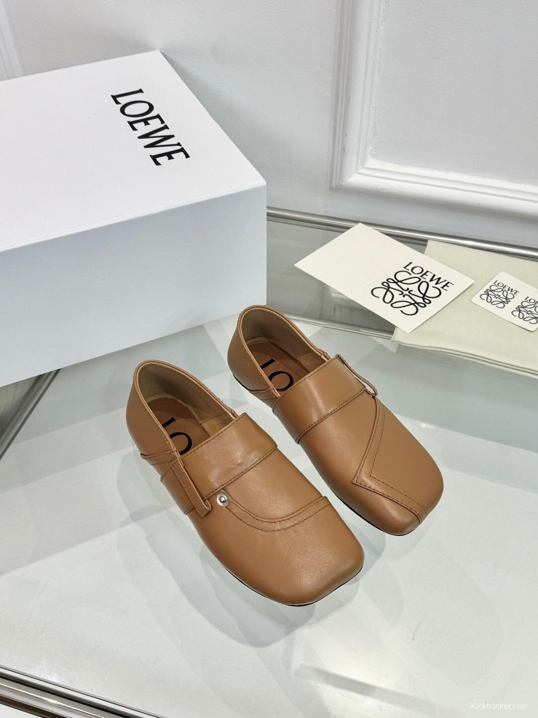 2025 Women Loewe Brown Leather Loafers LY00291