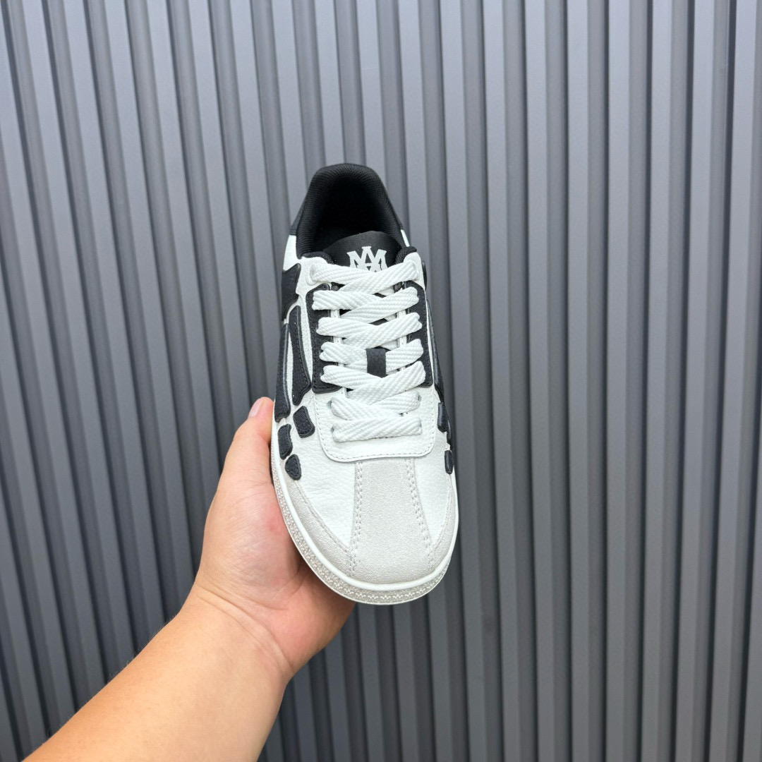 2024 Unisex Amiri White Black Leather Sneakers MJ00300