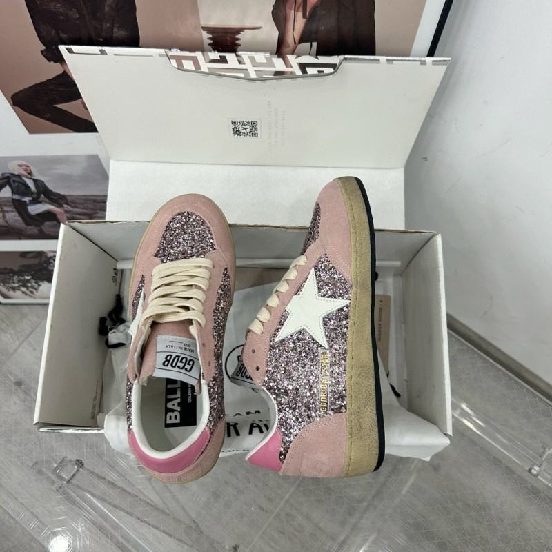 2024 Women GGDB Pink White Glitter Suede Sneakers MJ00260